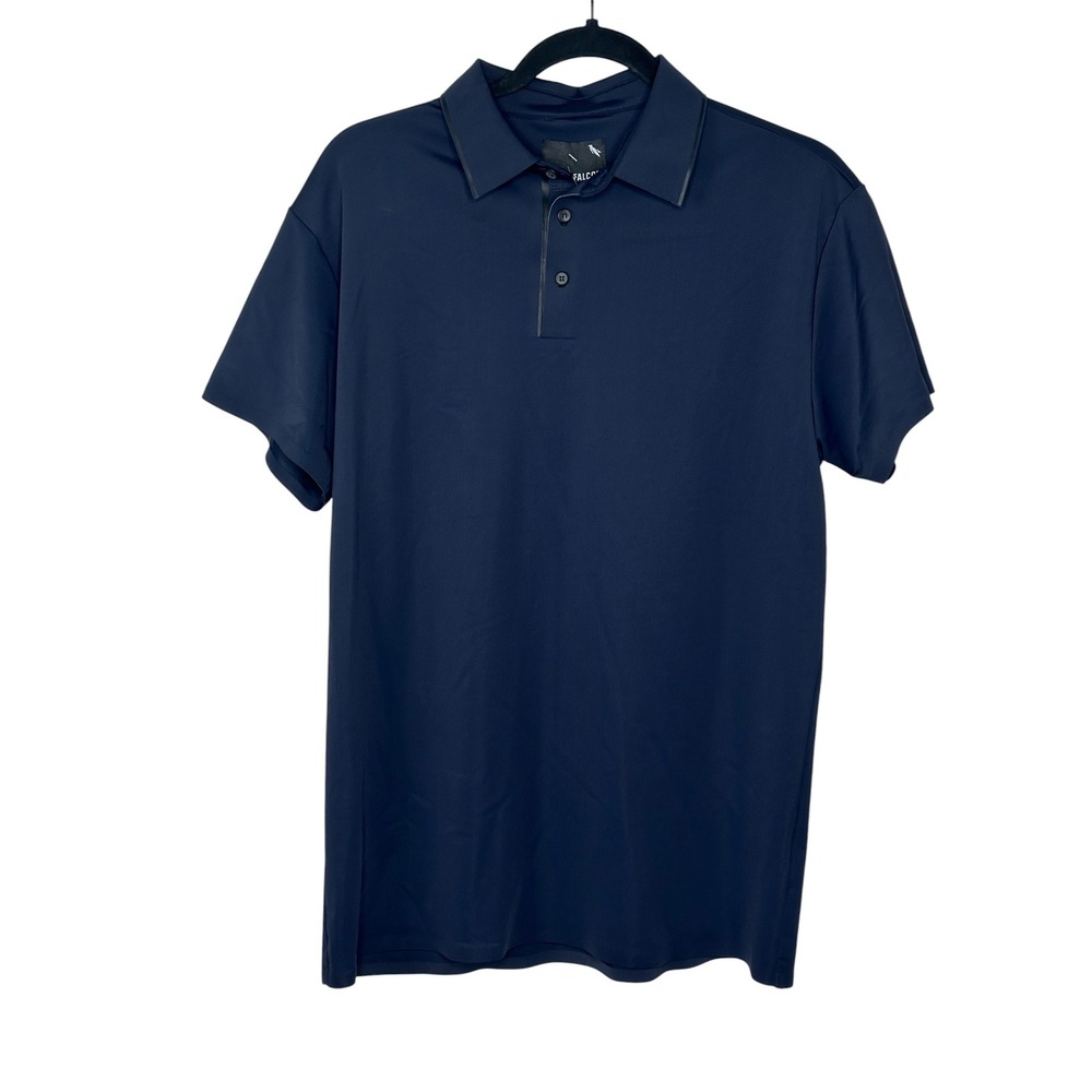 New Stone Falcon Polo Shirt Medium Navy Performance Stretch Golf Top Business